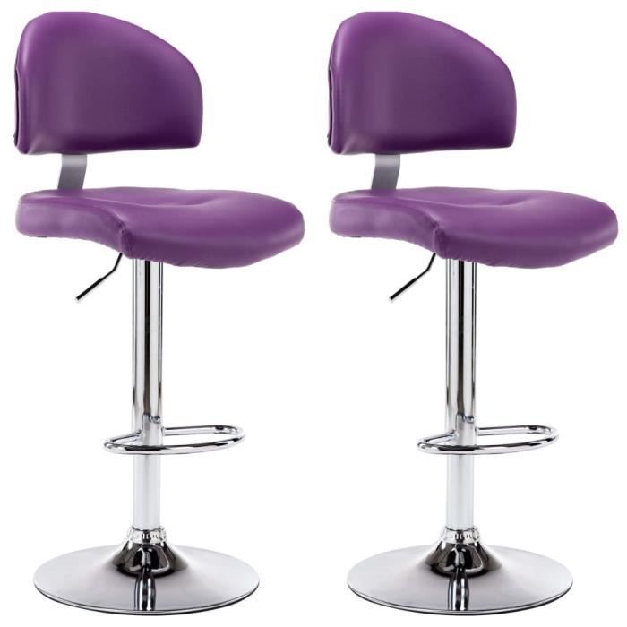 vidaXL Tabourets de bar 2 pcs Violet Similicuir