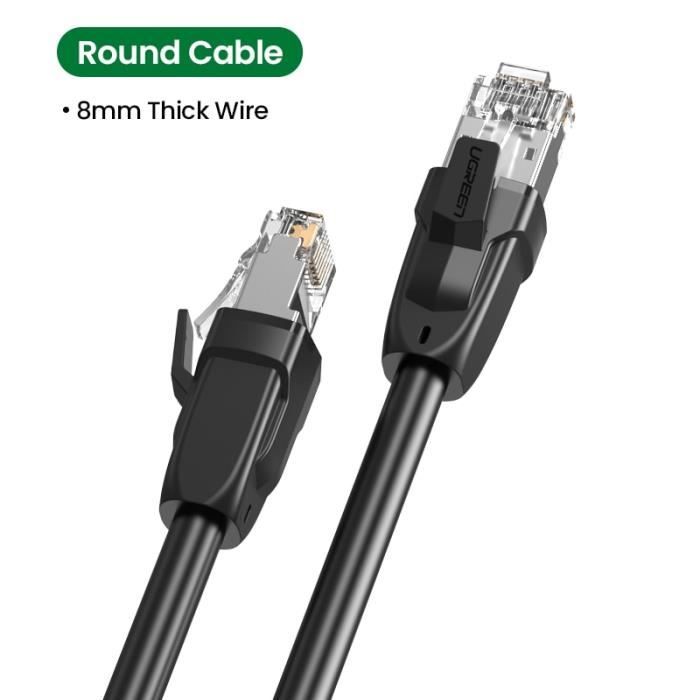 Ugreen UGREEN Cat 8 1m Câble Ethernet Réseau RJ45 Tressé Haut Débit 40Gbps 2000MHz 