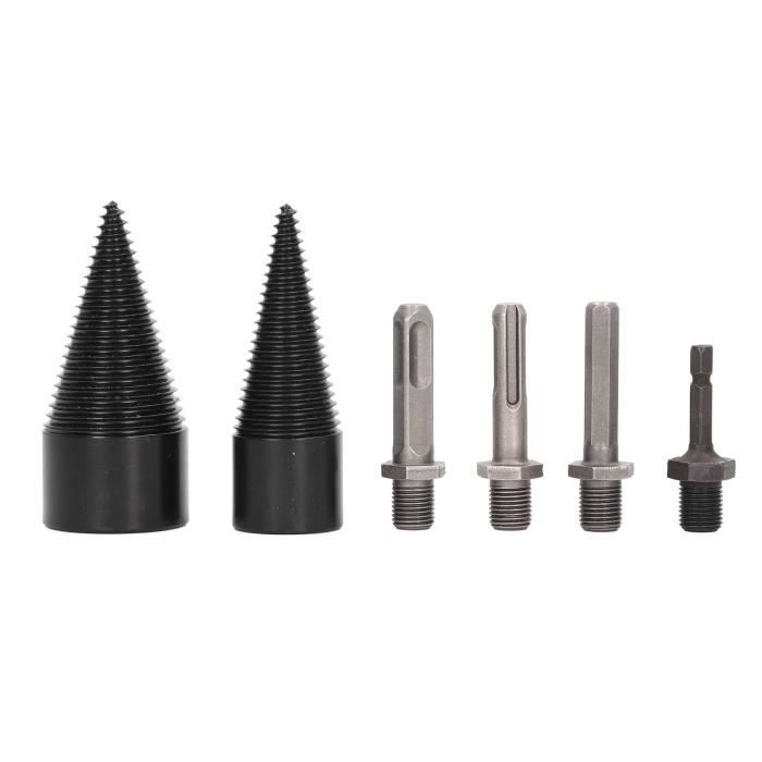 Kit De 6 Forets Fendeurs à Bois Pour Perceuse - Acier Carbone, Pointe 32mm, 4 Poignées - Pour Camping, Jardin, Bois Tendre