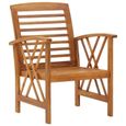 MMF® Lot de 2 Chaises de jardin Fauteuil de Jardin - Chaise de Repose Chaise d'extérieur Bois d'acacia massif #299965-1