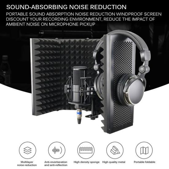 Bouclier Insonorisation Mousse Acoustique Panneau Absobant Pliable  Microphone Studio SWAGX