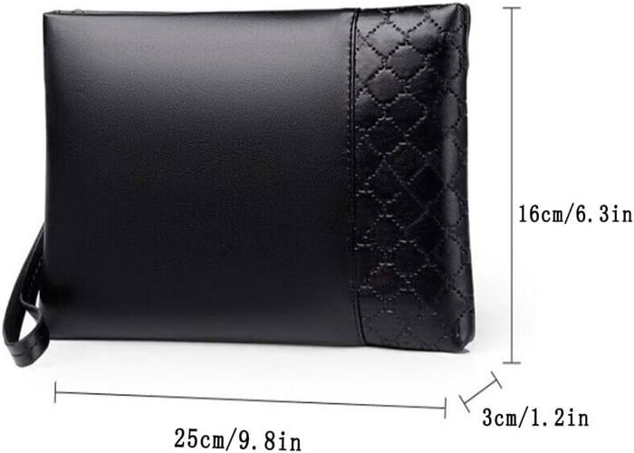 Pochette Homme Cuir Véritable Tom&pat - Sacoche à Main Portefeuille Affaires Hydrofuge Léger