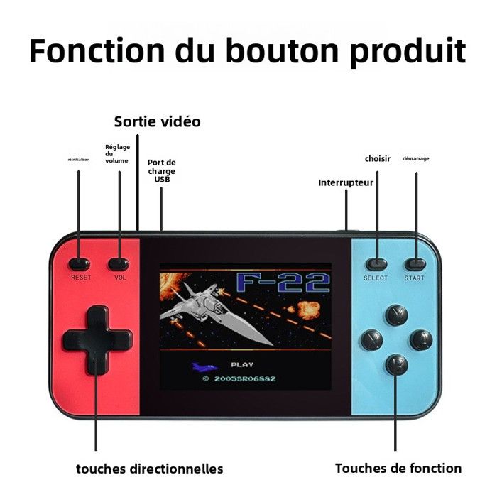 Console de Jeu Portable Rétro | 600 Jeux Intégrés | 4 Langues ...