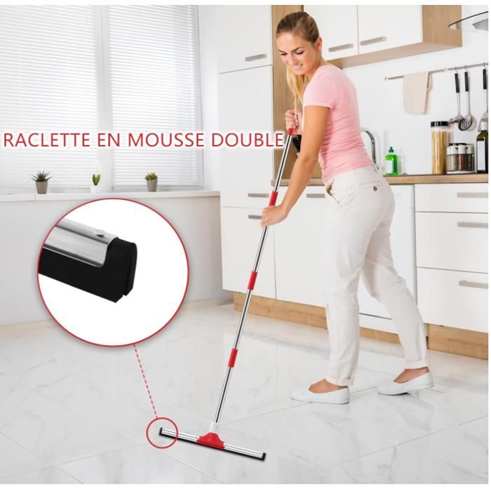 Balai Raclette Sol de Large 43cm avec Manche(147cm), Brosse d'essuie ...
