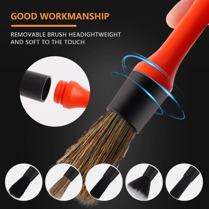 Kit De 4 Brosses De Nettoyage Voiture JSMTKJ - Pour Intérieur, Sièges, Bouches D'Aération - Nylon Doux