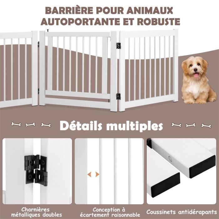 PawHut Barrière pour chien en acier à 3 panneaux pliante double