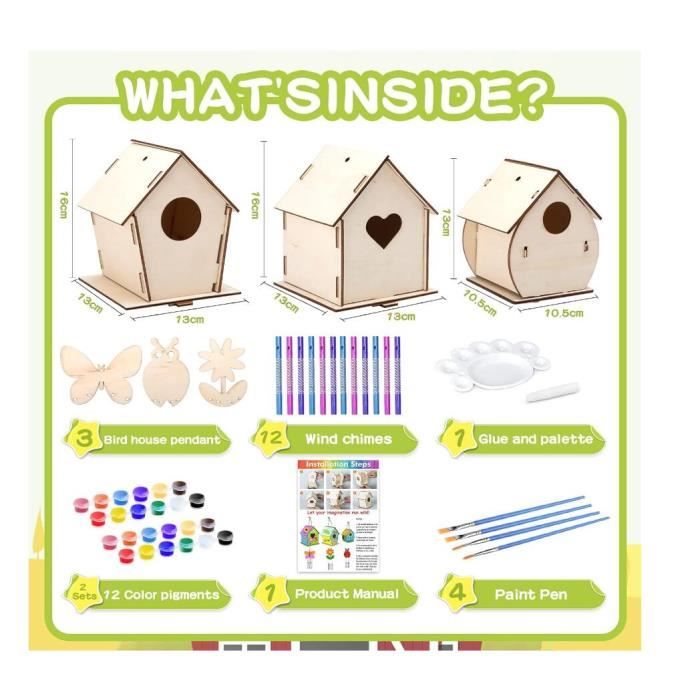 Kit Nichoir Oiseaux Kit Maison Oiseau HOVIBU - DIY à Construire Et Peindre, Activité Manuelle Enfants Construction Mangeoire Oiseaux Creative Kit Nichoir Oiseaux Kit Maison Oiseau HOVIBU - DIY à Construire Et Peindre, Activité Manuelle Enfants Construction Mangeoire Oiseaux Creative