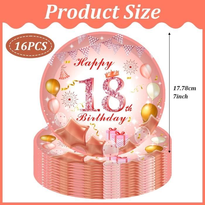 Party- Assiettes Carton Carrées Écologiques-23 Cm-couleur Rose Vif