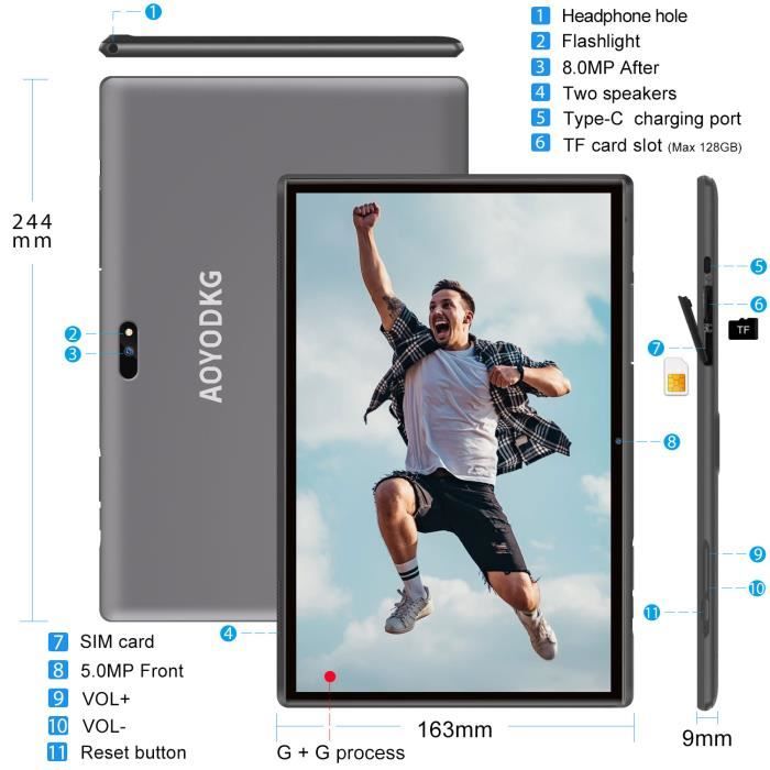 4G Tablette tactile-10 Pouces-3Go+32Go/128GB-Android1