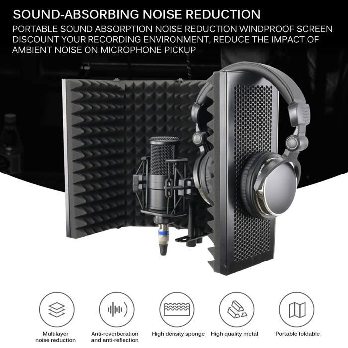 Yescom Studio Microphone Bouclier d'isolation Panneau de mousse acoustique  Panneau d'enregistrement insonorisant Support de support 