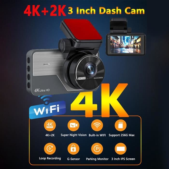 Dash Cam Avant Et Arrière, Caméra Dash Hd 1080P 3 Voies Avec Écran 2