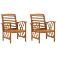 MMF® Lot de 2 Chaises de jardin Fauteuil de Jardin - Chaise de Repose Chaise d'extérieur Bois d'acacia massif #299965-2