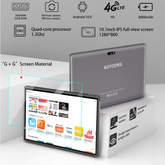 4G Tablette tactile-10 Pouces-3Go+32Go/128GB-Android2