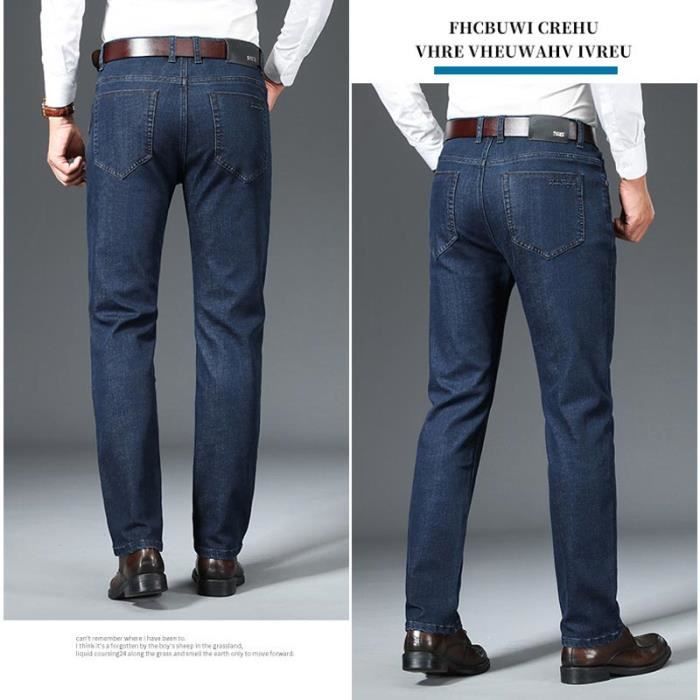 Pantalon En Jeans Homme Coupe Droite Style Business Jeans Elegant Taille Haute 5 Poches Effet Delave Bleu Cdiscount Pret a Porter