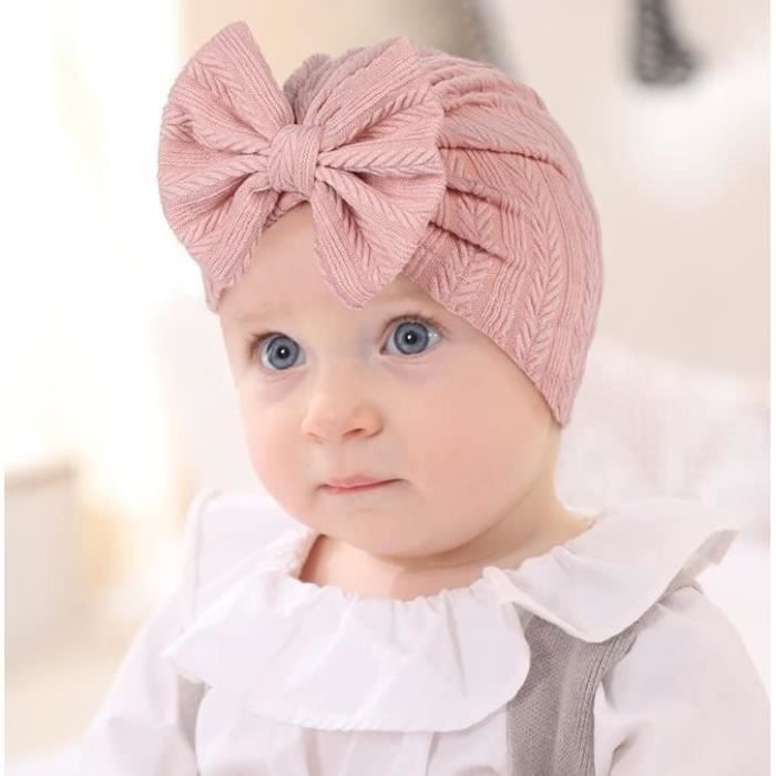 Bonnet Fille Naissance Avec Noeud Hiver Chaud En Coton Pas Cher A La Mode  Chapeau Bonnet Enfant Fille Garcon Turban 0-6 Moisvert Fonc