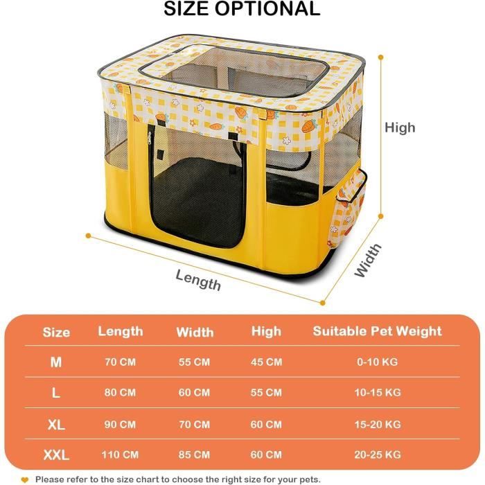 Parc Pour Chaton/chiot Pliable 73x73x43 Cm - 2 Portes - Intérieur/extérieur - Léger Et Portable - 9