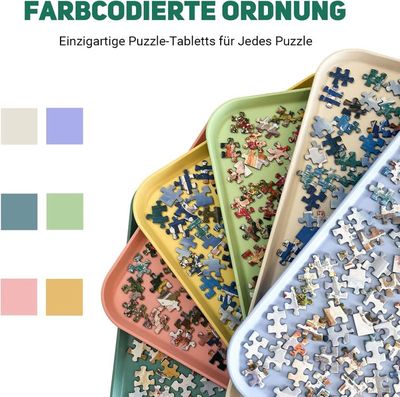 Nariolar 21 x 29,2 cm - Lot de 6 plateaux empilables pour puzzle blanc - Pour jusqu'à 1000/1500/2000 pièces Nariolar 21 x 29,2 cm - Lot de 6 plateaux empilables pour puzzle blanc - Pour jusqu'à 1000/1500/2000 pièces
