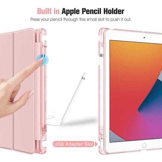 Coque Compatible avec iPad 9ème Génération 2021 10.2 - 8ème 2020 - 7ème  2019 - [Rangement de Pencil] Housse de Protection Tra[248] - Cdiscount  Informatique