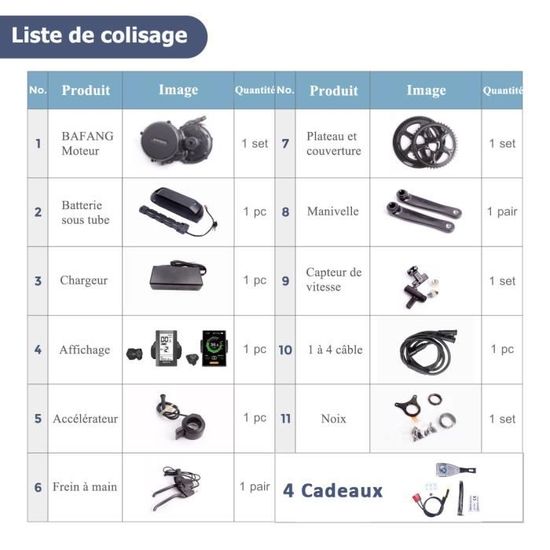 BAFANG BBS02B 750W moteur Pédalier centrale Conversion kit pour VTT vélo électrique route avec 48v17ah Batterie de lithium
