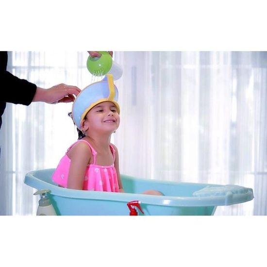 Visi/ère de Bain pour la protection des yeux et des oreilles des enfants Casquette de bain pour b/éb/é Chapeau Douche pour les enfants de 0 /à 9 ans Bonnet de bain pour enfants en silicone bleu