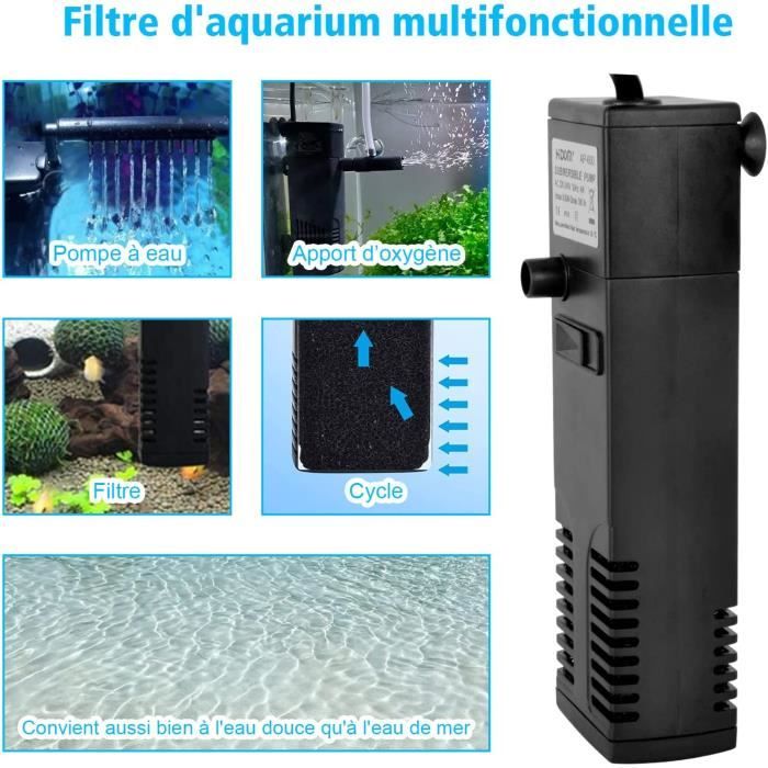 Filtre Aquarium à Débit d'Eau 4 W 300L-H Filtre Interne pour Aquarium 60L  Filtre Pompe Aquarium avec Éponges Filtrantes pour [J25] - Cdiscount  Animalerie