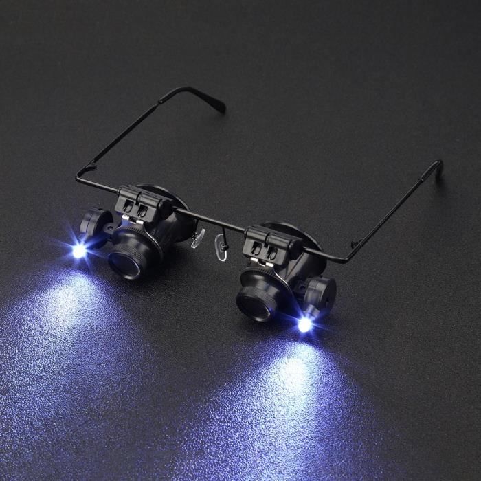 Loupe Frontale Avec Lumière LED Pour Horloger Et Bijoutier - 4 Grossissements (2X à 24X) - Confortable Et Réglable - 8