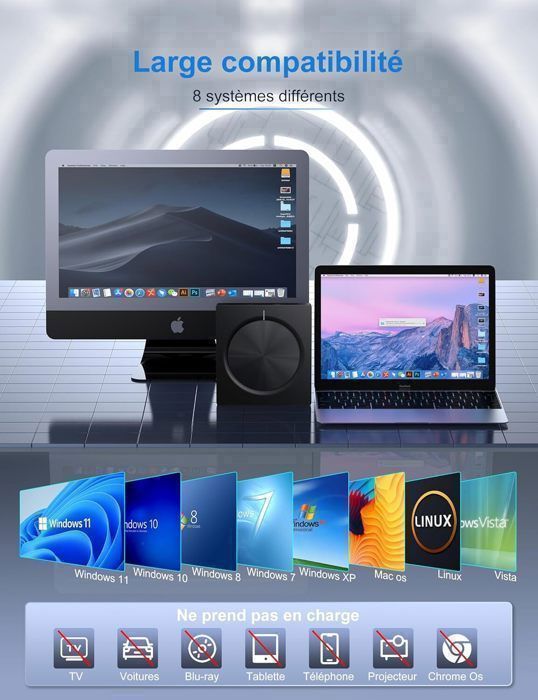 FOSMET Lecteur Graveur CD/DVD Externe, USB 3.0 et USB-C Graveur DVD ...