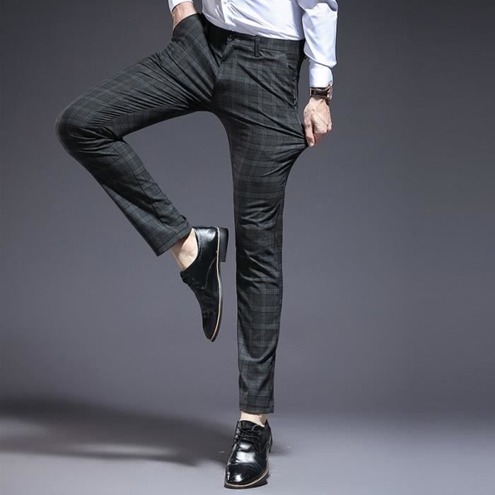 DESIGN - Pantalon De Costume Ultra Skinny à Carreaux Ton Sur Ton Bleu Marine DESIGN - Pantalon De Costume Ultra Skinny à Carreaux Ton Sur Ton Bleu Marine