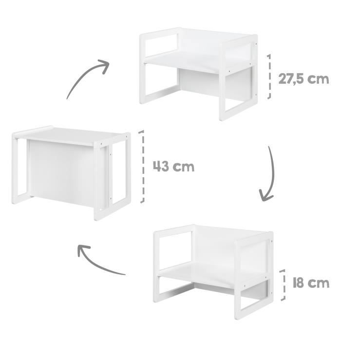 Chaise Enfant Réversible Roba Grise 3 Hauteurs - Tabouret Style Campagne Jusqu'à 60kg
