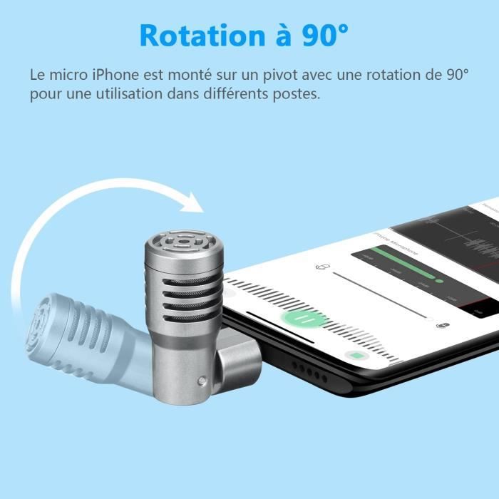 Micro pour iPhone, connexion Lightning, Pivotable avec Bonnette