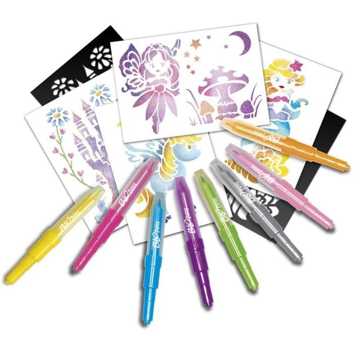 Lansay – Blopens Atelier Féerique – Feutres à Souffler Avec Pochoirs, Fées Licornes Sirènes – Kit Créatif Dès 5 Ans