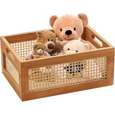Coffre linge 56L couvercle bambou beige