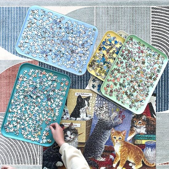 Trieur de puzzle - 6 plateaux empilables et reliables - Rangement Trieur de puzzle - 6 plateaux empilables et reliables - Rangement