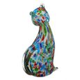 Statue de chat en verre de Murano, multicolore. Hauteur 24 centimètres. Pour collection ou décoration-0