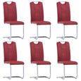 Lot de 6 Chaises de salle à manger - Style Scandinave - cantilever - Fauteuil Chaise de cuisine - Rouge Similicuir-0
