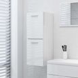 Armoire haute de salle de bain - Scandinave - Blanc brillant - Meuble rangement contemporain décor-0