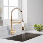 TOKIUS Robinet de Cuisine Pivotant à 360° Mitigeur d'évier Deux Jets Robinet avec Douchette Extractible Robinetterie Doré