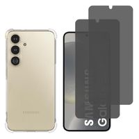 Coque antichoc pour Samsung Galaxy S24 et 2 Verres Trempé Noir Anti Espion Vitre Protection Ecran Phonillico®