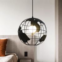 Zaku Rétro Suspension Luminaire Plafonnier Abat-jour Design Globe Cage en Métal Lustre Vintage pour Chambre Salon Bar 1Pcs Noir