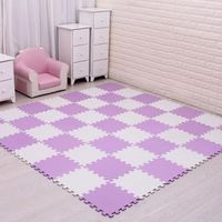 Tapis d'éveil,tapis de jeu en mousse EVA pour bébé, Puzzle pour enfants, carreaux d'exercice imbriqués - Type white purple-9 pieces
