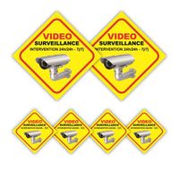 Panneau Autocollant Videosurveillance Alarme maison x6 : 140x140mm (x2) + 70x70mm (x4) - Anti UV - garantie 5 ans - SFRJ