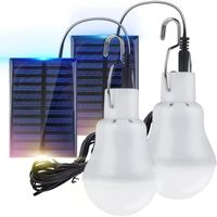 2pack Lampe Solaire 15W Lumière LED Ampoule Portable pour Eclairage Extérieur Randonnée Camping Tente de Pêche Randonnée Intérieur
