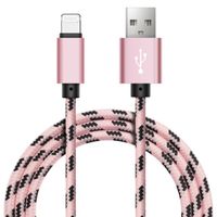 Chargeur pour iPhone 12 / 12 mini / 12 Pro / 12 Pro Max Câble USB Tressé Premium Renforcé Charge + Synchro Données Rose 1m