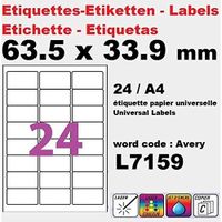 2400 étiquettes 63,5 x 33,9 mm L7159 étiquette multiusage pour imprimante SOIT 100 planches de 24 étiquettes sachet de 100