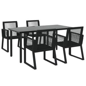Ensemble table et chaise de jardin Ayhao2 Mobilier à dîner de jardin 5 pcs Noir Rotin PVC AB3156544 60299