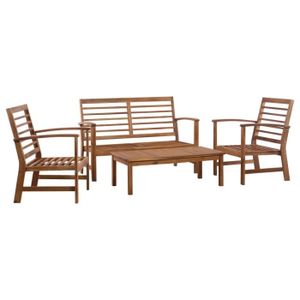 Ensemble table et chaise de jardin Salon de jardin - JOLI - Brun - Bois d'acacia soli