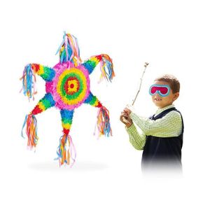 Piñata Relaxdays- Pinata à Suspendre Étoile Arc-en-Ciel pour Enfants à remplir Anniversaire Jeux décoration, coloré, 10025181