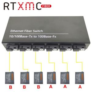 SWITCH - HUB ETHERNET  Switch réseau,Commutateur Ethernet 6 ports 10-100M,Fiber optique,2 ports UTP RJ45,rapide,avec alimentation 5V 2a,25KM- 3A and 3B[A]