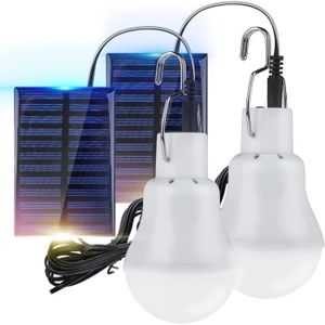 BALISE - BORNE SOLAIRE  2pack Lampe Solaire 15W Lumière LED Ampoule Portab