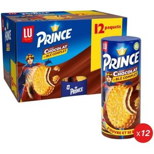 BISCUITS CHOCOLAT Prince De Lu - 12 Paquets de Biscuits Enrobés de Chocolat au Lait - Au Blé Complet - (12x300g)